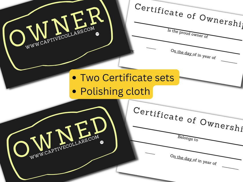 Certificate of Ownership, BDSM Collar Contract, Owned Wallet Cards