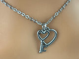 Rope Heart and Key Necklace 24/7 Wear Discreet Submissive Day Collar Heart Choker