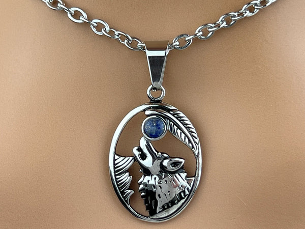 Wolf Necklace, Gift for Him, Daddy Dom- 24/7 Wear Non-Tarnish