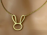 Submissive Day Collar, Gold Bunny Necklace with Locking Options