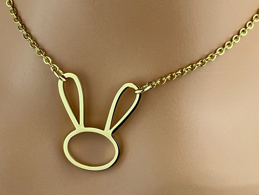 Submissive Day Collar, Gold Bunny Necklace with Locking Options