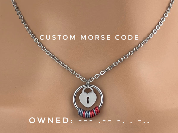 Heart Lock Custom Morse Code, Locking Option - 24/7 Wear