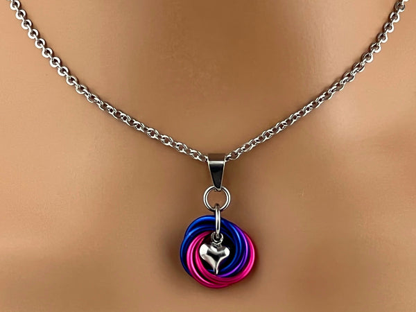 Bisexual Heart Necklace, 24-7 Wear