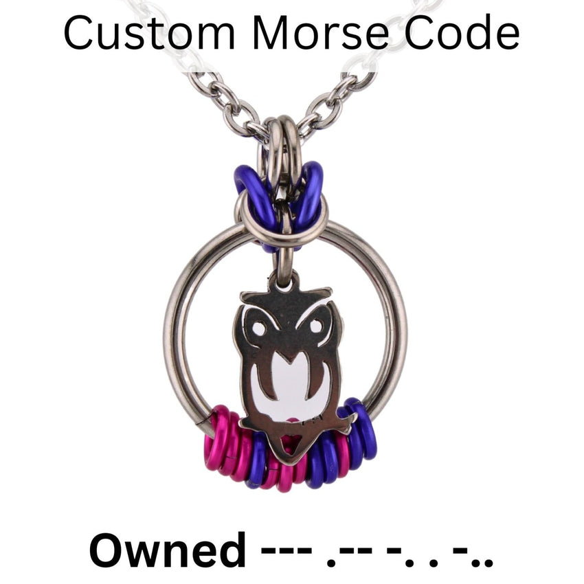 Morse Code Sub Collar, Owl Necklace, Hidden Message Jewelry, 24-7 Wear Locking