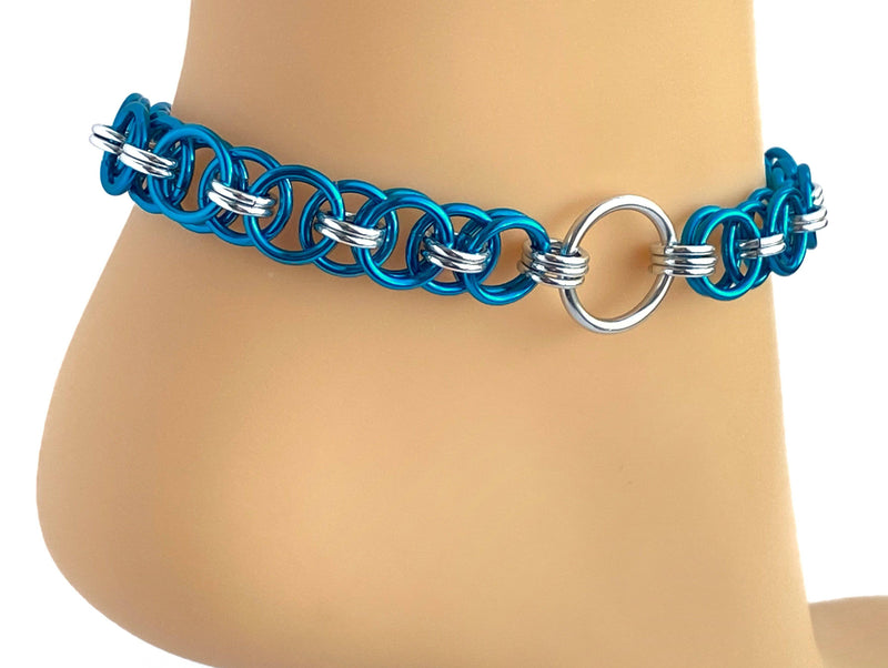 Anklet BDSM O Ring - 24/7 Wear -  Submissive Discreet Day Collar - Locking Options