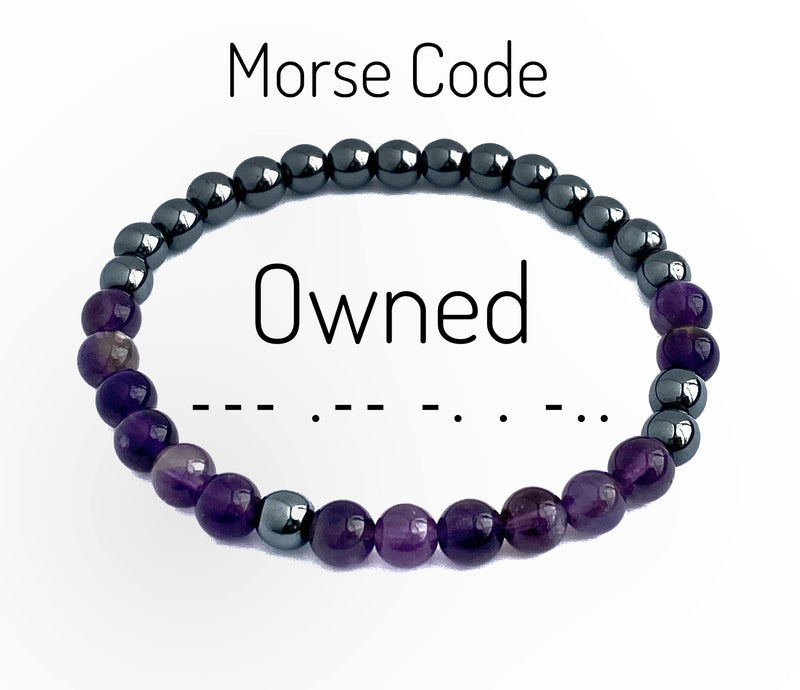 Amethyst Morse Code Bracelet Set