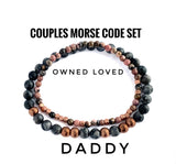 Couples Bracelet Set, Morse Code Daddy, Owned Loved