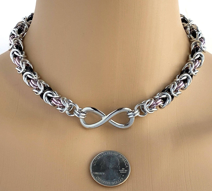 Infinity Submissive Day Collar, DDlg Necklace, 24-7 Wear, with Locking Options
