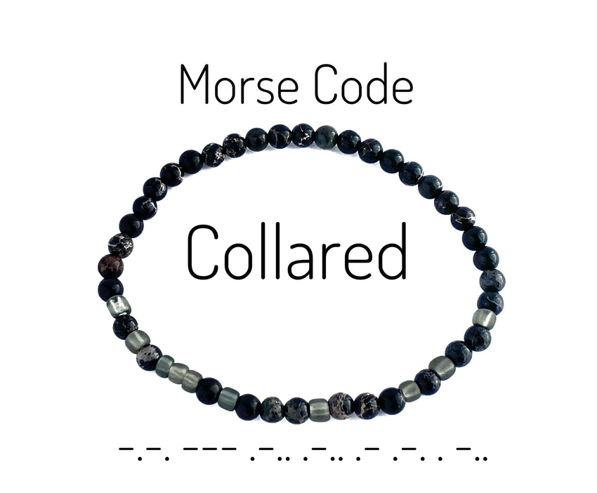 Morse Code Bracelet, Collared, BDSM Wrist Collar - Captive Collars