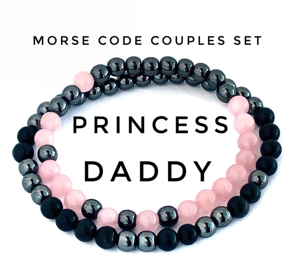 Couples Morse Code Bracelet Set, Daddy, Kitten, Baby Girl, Little, Brat, Princess, Baby