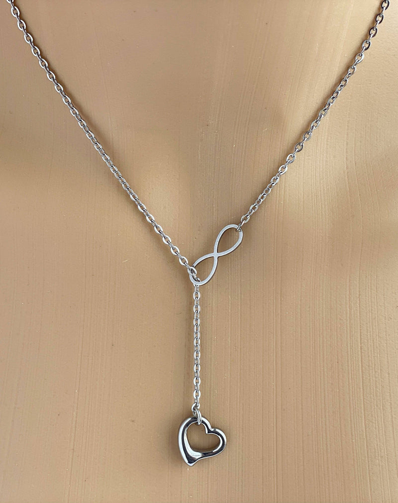 Submissive Y Necklace, Infinity Heart Discreet Day Collar 24/7 Wear