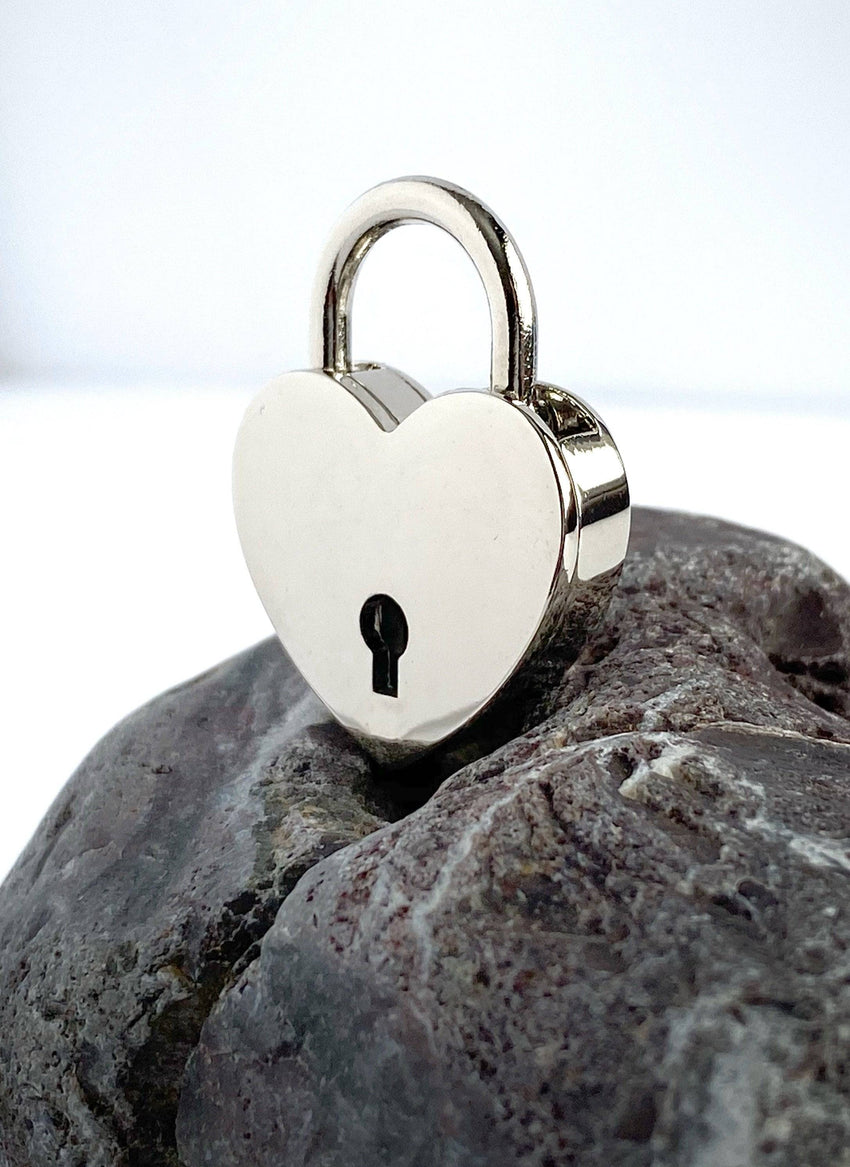 Nickel Heart Lock And Key