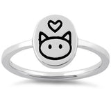 Cat Heart .925 Sterling Silver Ring