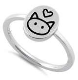 Cat Heart .925 Sterling Silver Ring