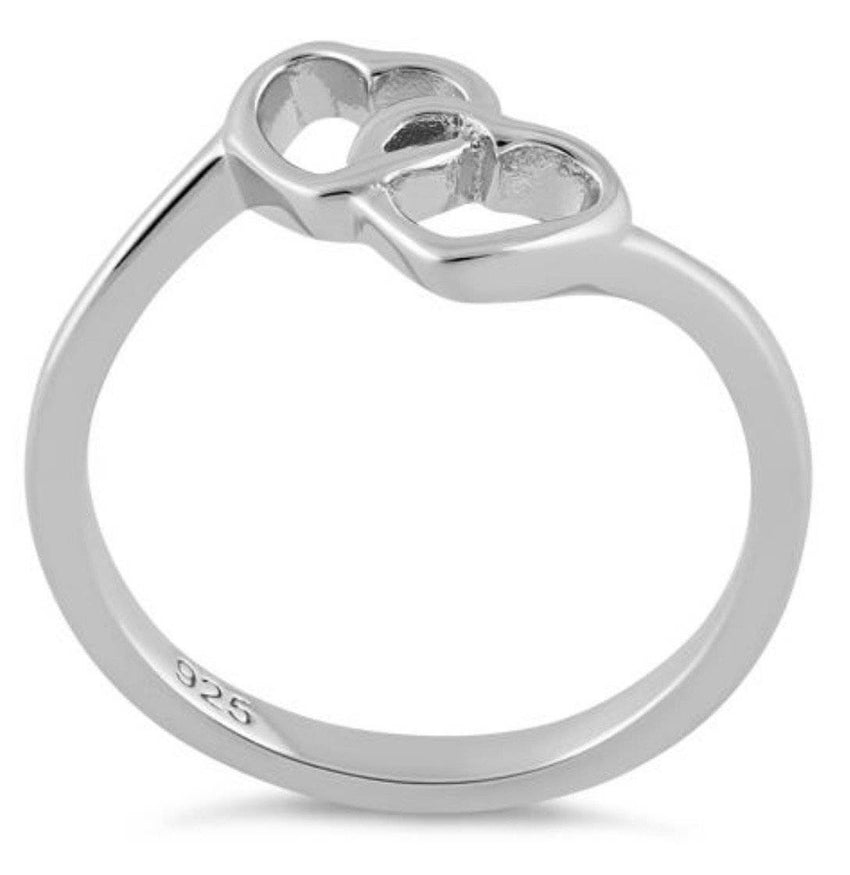 Double Hearts .925 Sterling Silver Ring