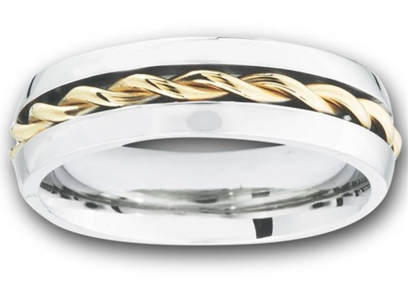 Gold and Silver Chain Link Ring, Stainless Steel