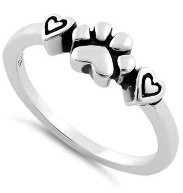 Hearts and Paw .925 Sterling Silver Ring