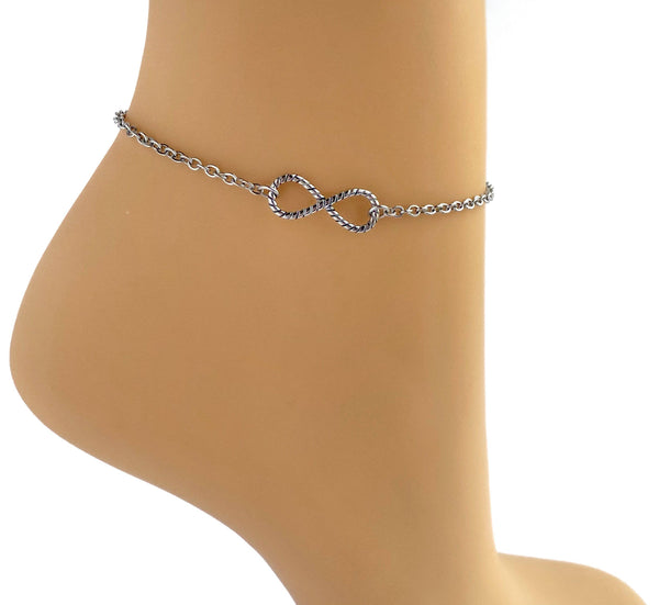 Submissive Rope Bondage Infinity Anklet or Bracelet - BDSM Day Collar - 24/7 Wear - Locking Options