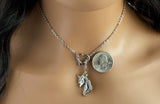 Unicorn Heart Necklace, Submissive Day Collar, Y Lariat , 24/7 Wear