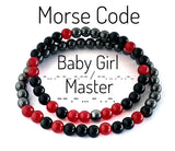 Morse Code Bracelet Set, Owned, Daddy, Baby Girl, Master, Princess