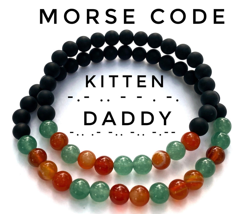 Special Edition- Halloween Morse Code Bracelet Set, Baby Girl, Kitten, Daddy