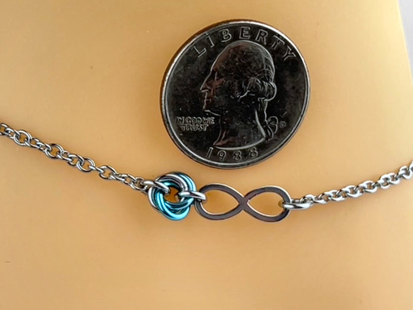 Anklet or Bracelet Infinity with Lovers O Ring