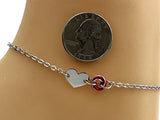 Submissive Day Collar Bracelet or Anklet – Stainless Steel Heart &amp; Micro Lovers O-Ring Knot