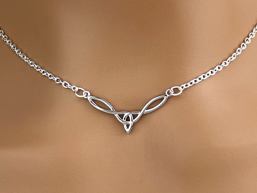 Sterling Silver Celtic Knot Discreet Day Collar, Locking Options, 24/7 Wear