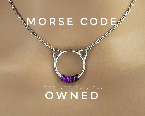 Morse Code Submissive Collar, Kitten, Locking Option - 24/7 Wear