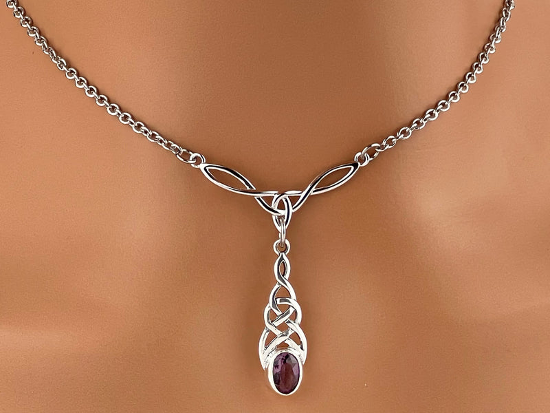 Sterling Silver Celtic Knot w/ CZ Amethyst