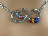 Infinity Heart Transgender Necklace - LGBTQ Pride Rainbow