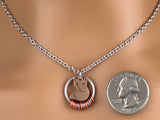 Rose Gold Morse Code BDSM O Ring with Fox, Locking Options - 24/7 Wear