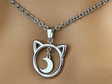 Kitten Moon Day Collar Necklace with Locking Options, 24-7 Wear