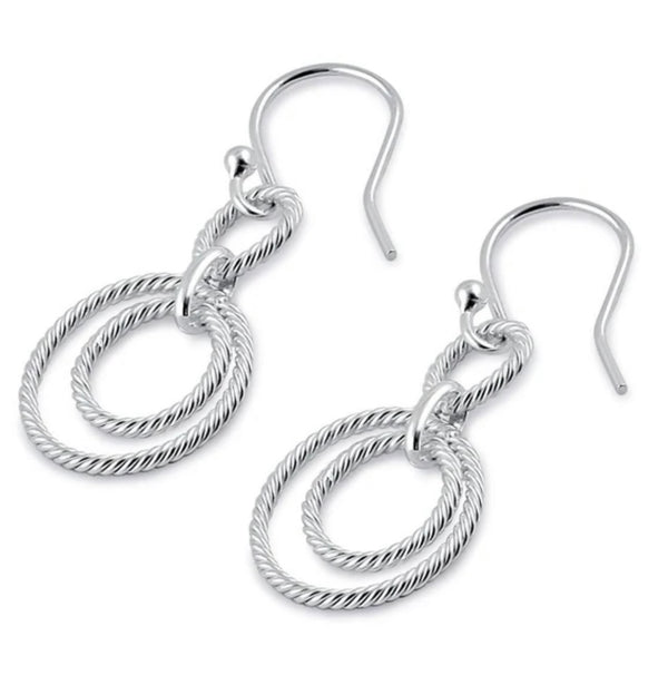 Sterling Silver Rope O Ring Earrings
