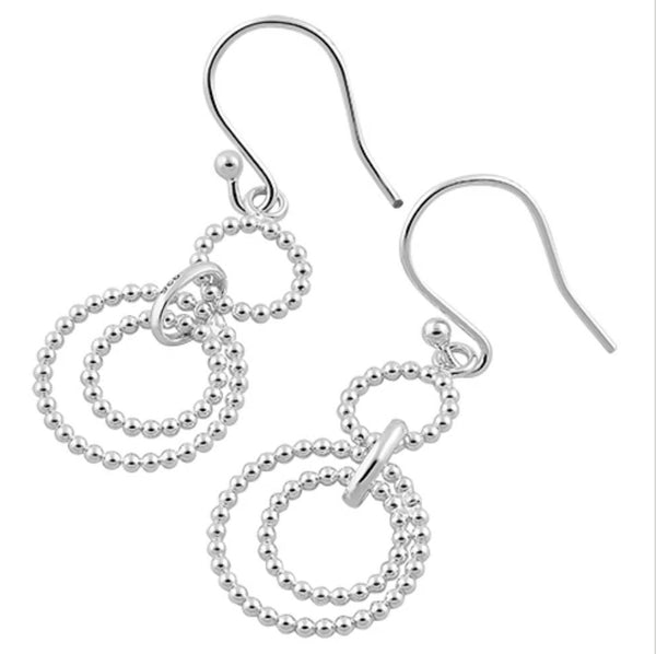 Sterling Silver Beaded O Ring Earrings