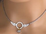 Submissive Day Collar - Angel Wings Necklace - Pick your color - Locking Option - 24/7 Wear