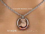 Rose Gold Morse Code BDSM O Ring with Fox, Locking Options - 24/7 Wear