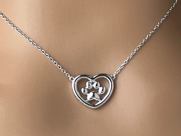 Sterling Silver Heart with Paw Print 24/7 Wear