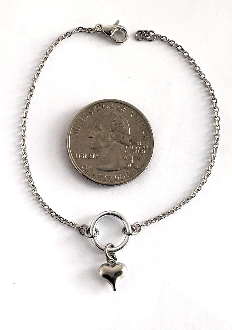 Anklet or Bracelet, O Ring w/ Heart