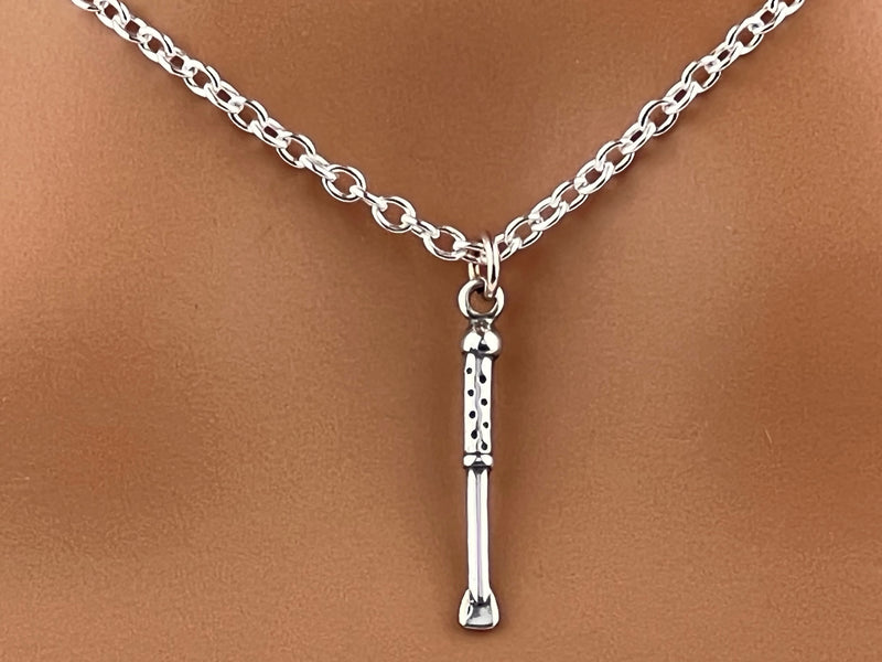 Sterling Silver Riding Crop Necklace, Master Mistress - Locking Options 24/7 Wear