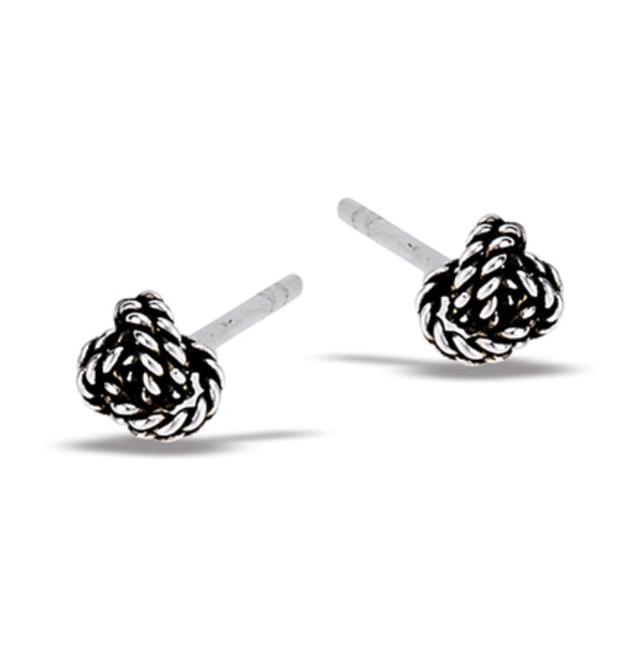 Earrings Sterling silver oxidized rope bondage