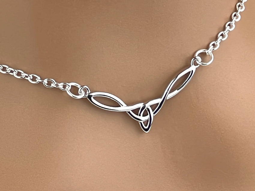Sterling Silver Celtic Knot Discreet Day Collar, Locking Options, 24/7 Wear