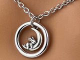 Sterling Silver O w/ Bunny on Moon