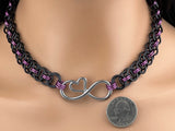 Submissive Infinity Heart Helm Choker- 24/7 Wear Day Collar