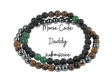 Morse Code Bracelet Set, Daddy, Owned, Submissive, Master