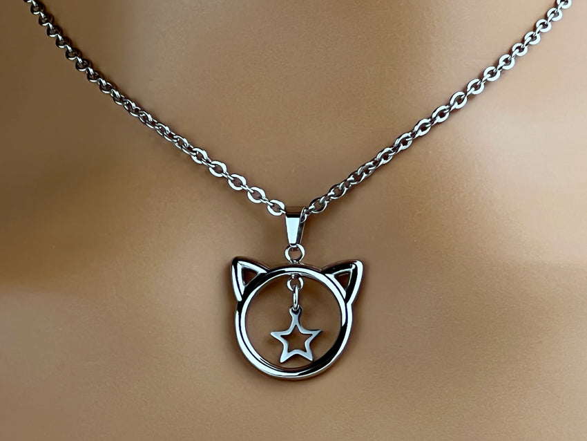 Submissive Kitten Star Day Collar Necklace with Locking Options, 24-7 Wear