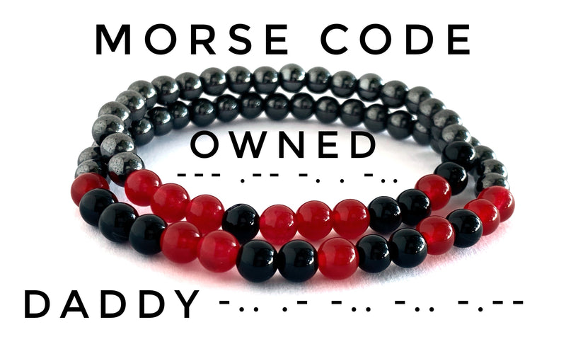 Morse Code Bracelet Set, Owned, Daddy, Baby Girl, Master, Princess