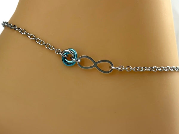 Anklet or Bracelet Infinity with Lovers O Ring