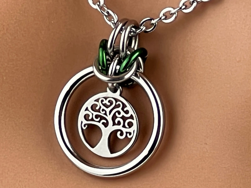 Tree of Life in O Ring, Custom Color, Locking Options 24/7 Wear