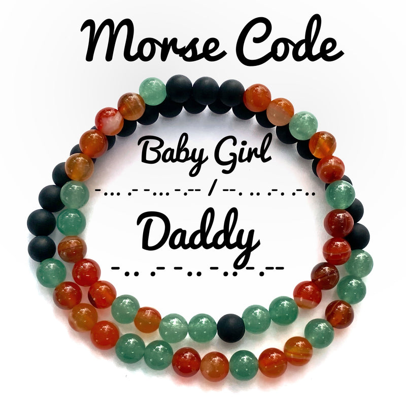 Special Edition- Halloween Morse Code Bracelet Set, Baby Girl, Kitten, Daddy